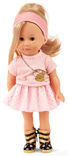 Götz 2013034 Just Like me – Mia im Bienenoutfit Puppe – 27 cm große Stehpuppe mit Langen blonden Haaren, blauen Schlafaugen in einem 7 teiligen Set
