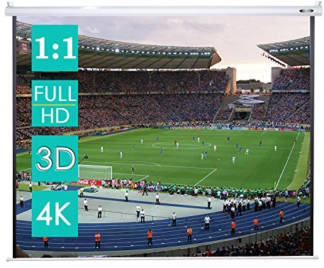 CCLIFE Beamer Leinwand 85 Zoll | Projektionsleinwand Rolloleinwand heimkino Mobile Inklusiv Montagematerial