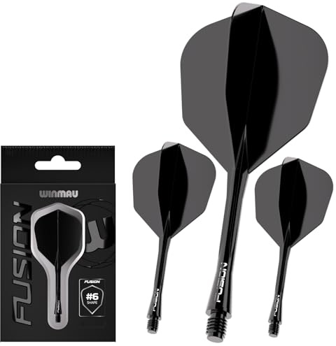 WINMAU Darts Fusion Integrated Flight & Shaft System - No.6 Shape and Design - Verfügbar in Kurz, Intermediate und Medium erhältlich