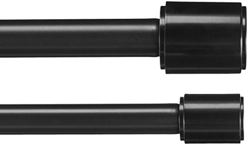 Amazon Basics Ausziehbare Doppel-Gardinenstange mit Endkappen, 19 mm Durchmesser, 183 bis 366 cm, Schwarz