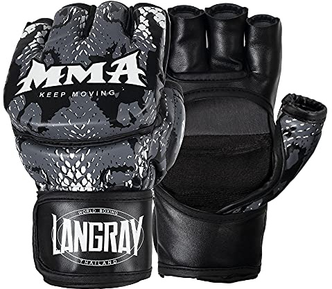 LangRay MMA Handschuhe, Boxhandschuhe Damen Männer, Sparringhandschuhen Punchinghandschuhe Grappling Training Gloves für Kickboxen Kampfsport Muay Thai Karate UFC Handschutz,M