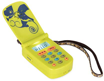 B. toys Hellophone Spielzeug-Handy zum Aufklappen mit Lichtern, grün | Grünes Spielzeug-Handy mit Nachrichtenaufnahme, Geräuschen, Liedern und Zahlentasten für Rollenspiel, Limette, 18+ Monate