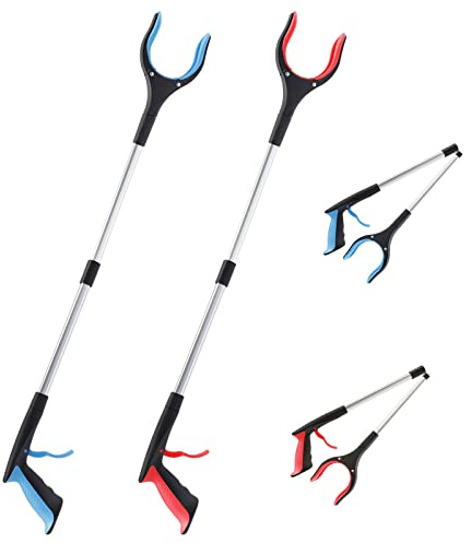 OITUGG 2 Stück Greifer zum Aufheben, 83cm Müllzange, Greifzange für Senioren und Hilfsmittel, Müllgreifer Zange mit Magnetspitzen und 360° Drehbarer Kopf, 32.6 Zoll Aluminium Faltbare Greifarm