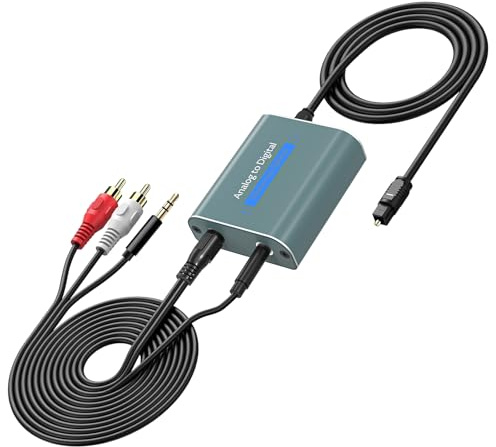 Analog zu Digital Audio Konverter,Dual 3,5 mm RCA zu Optical Analog Digital Wandler mit AUX RCA Eingang und optischem Ausgang,Audio Converter mit dualen 3,5 mm Eingangsbuchsen