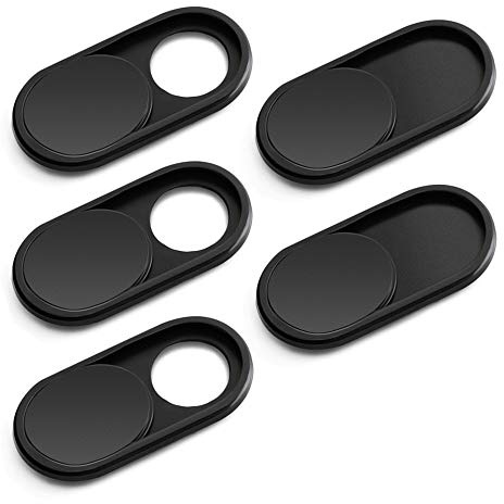 CloudValley Metall Webcam Abdeckung, 0.6mm Ultra-Dünn Metall Slider Kamera Cover Zubehör für Laptop, MacBook Pro*, MacBook Air, iPad Air, Handy, Tablet, Mac, PC, 5Pcs Schwarz