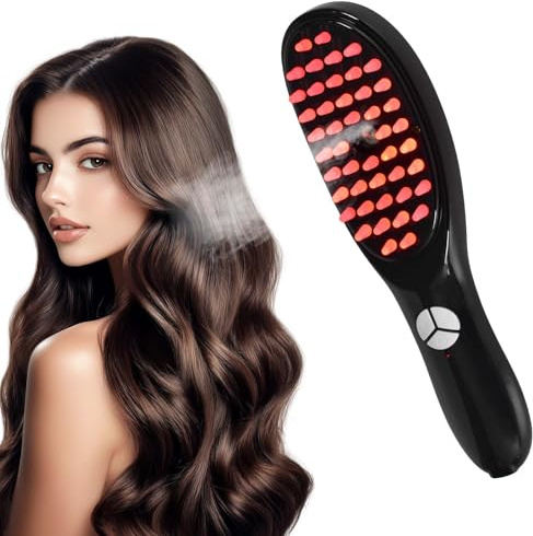 Elektrische Kopfhaut Massagebürste, Kabelloser Sprühmassagekamm mit Rot- & Blaulicht mit 3 Modi, Scalp Massager, Massagekamm Ideal für Haarpflege und Entspannung