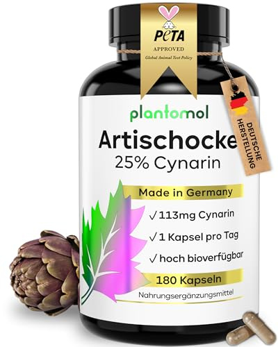 180 Artischocken Kapseln hochdosiert mit 113mg Cynarin - nur 1 Kapsel/Tag - Artischocken-Extrakt hochdosiert - 6 Monatsvorrat