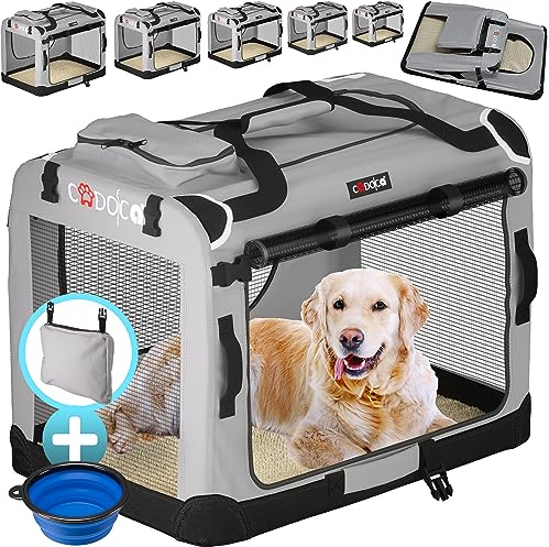 CADOCA® Hundebox Hundetransportbox faltbar robust S 50x34x36cm atmungsaktiv Transporttasche Haustiertransportbox Hundetragetasche Grau