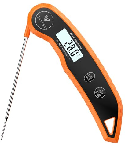 DOQAUS Fleischthermometer Digital mit Faltbarer Sonde - 3s Sofortlesung, ±0.5°C Präzision für Grill, Ofen, Braten, Küche (-50°C~300°C) mit LCD Display