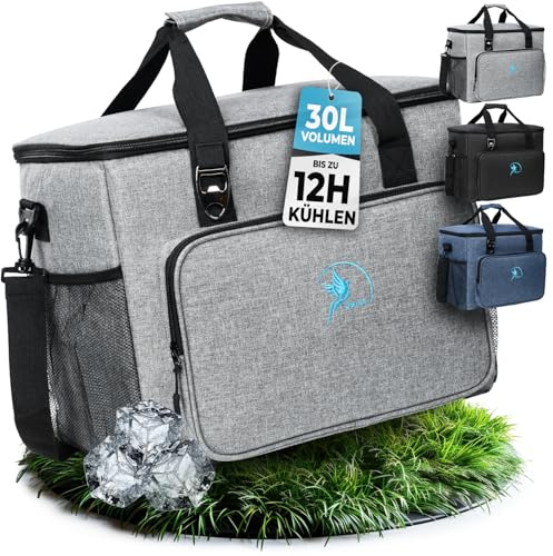 Obics® Kühltasche 20L & 30L (faltbar) 10-12 Stunden kühlen - isolierte Einkaufstasche & Lunchtasche mit Flaschenöffner & Auslaufsicherem PEVA-Material für Arbeit, Büro, Picknick, Einkaufen & Baustelle