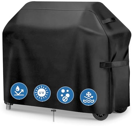 GARPROVM Grillabdeckung wetterfest, Gasgrill Abdeckung Winterfest 147x61x122cm Grill Abdeckhaube Wasserdicht, Grill Wetterschutzhülle Oxford Gewebe Schneefest Grillhaube Grill Abdeckplane