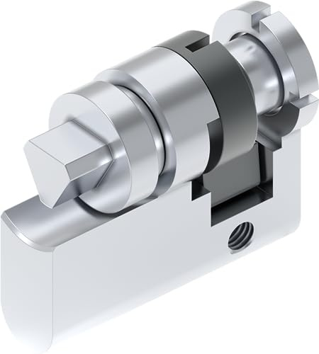 EMKA 1x 8mm Dreikant Halbzylinder 10/30 mit Schlüssel Zylinderschloss 40mm verchromt Garagentor Müllbehälter Absperrpfosten 1109-SU31