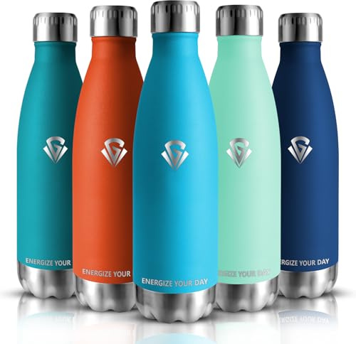 Grsta Trinkflasche Edelstahl - 500ml - Trinkflasche kinder, Doppelwandige Vakuumisolierte, Trinkflasche Sport BPA-frei, Thermosflasche, Langlebig & Kratzfest, Wasserflasche für Gym, Schule
