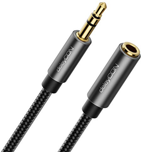 deleyCON 3,0m Aux Kabel 3,5mm Verlängerung, Stereo Baumwollkabel | Audio Klinkenkabel Verlängerungskabel mit Metallstecker, für Handy, Smartphone, Tablet, Kopfhörer, HiFi Receiver und Kfz