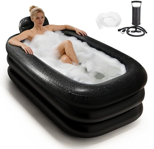 Inflatable Bath Ice Bath – Aufblasbare Badewanne für Dusche, Faltbare Badewanne für Erwachsene, Ideal als Eisbad & Eisbaden Tonne zur Regeneration, 158×95×45 cm, Dunkelgrau