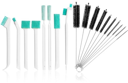18 Stück Reinigungsbürste Set, Vielseitig Flaschenbürste Babyflaschen | Fensterrillen Cleaning Brush, Kleine Bürsten zum Reinigen Flasche mit Schwamm für Küche Badezimmer