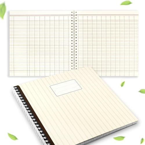 KOCHDIALOG 1 x Design Spaltenbuch - Geschäftsbuch mit 23 Spalten und Hardcover ein Journal mit extra dicken 100 Schreibseiten in 29x30cm und praktischer Dokumententasche