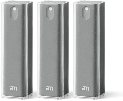 am Bildschirmreiniger mit Mikrofasertuch – Handy, Tablet & Laptop 3 Pack | 2-in-1 Bildschirmreiniger mit Spray und Mikrofasertuch für Smartphones, Tablets, Laptops, Monitore und Displays.