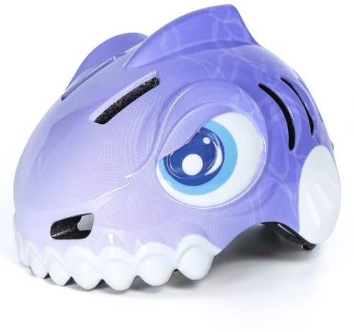 FUNWICT Fahrradhelm Kinder 3D Niedliches Cartoon Kinderhelm für 3-4-8 Jahre Radfahren Skateboard Einstellbare Größe 50-54cm Kinder Fahrradhelm für Jungen Mädchen (Lila, S: 50-54cm)