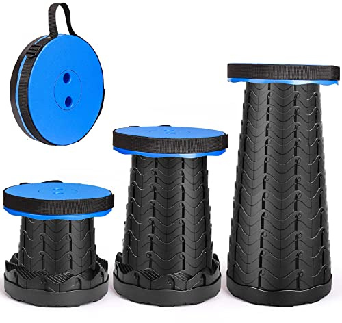 Klapphocker Faltbar Höhenverstellbar, Camping Hocker Verstellbar 180kg, Faltstuhl Outdoor Konzert Festival Angeln Wandern Garten, Blau