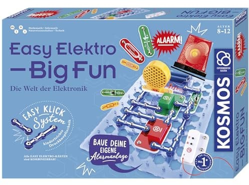 KOSMOS 620608 Easy Elektro - Big Fun, spannende Experimente zu Stromkreisen mit Reihen- und Parallelschaltungen, Radio Bauen, Sound-Anlage, Alarm-Anlage, Experimentierkasten für Kinder , Mittel