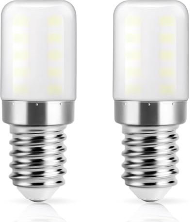 DiCUNO Kühlschranklampe E14 LED Lampe 3W, Kaltweiß 6000K, ersetzt 30W Halogenbirne, 300LM, 82Ra, 360° Abstrahlwinkel, Glühbirne für Kühlschrank, Nähmaschine, 230V AC, 2er Pack
