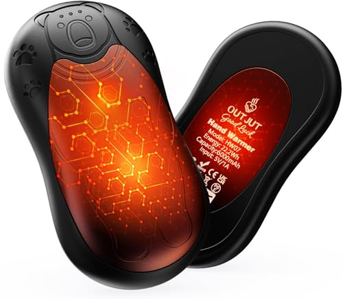 OUTJUT 12000mAh Magnetischer Handwärmer Elektrisch 2er-Pack, 360°-Wärme | USB Handwärmer Elektrisch In 3 Sekunden Warm, Maximal 52°C, 3 Heizmodi Ideal Geschenk für Outdoor Sport Skifahren im Winter
