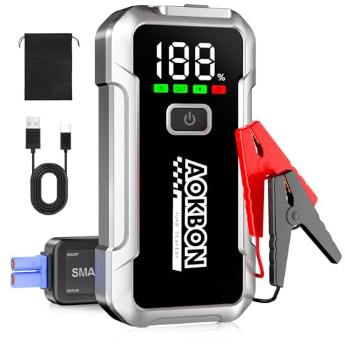 Starthilfe Powerbank für Pkw 7000A 12V Auto Starthilfe mit großen Bildschirm LED Licht Starthilfekabel für bis zu Alle Benzin und 10,0 L Dieselmotoren Autobatterie Booster für SUV Motorrad
