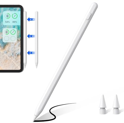 Stift für Apple iPad 2018-2025 mit USB-C Schnellladeleistung , Pencil mit Neigungssensitivität & Palm Rejection,Stylus Pen für iPad 6.-10./A16, Pro M4/13,11,12.9, Mini 5.-7., Air M2/M3 3.-5.