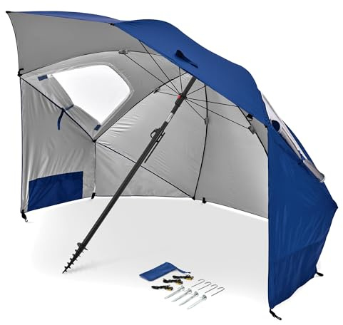 Sport-Brella Premiere Portable Sun Umbrella - Mehrzweck Gartenregenschirm, Einfaches Falten, 243 cm, 1 Stück, Ideal für Outdoor-Aktivitäten, Strand und Garten, UV-Schutz - Blau