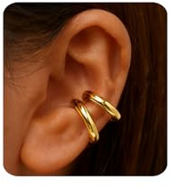 MUMREUES Ohrringe Gold Ohrclips ohne Ohrloch Fake Piercing Ear Cuff Gelbgold Statement Ohrringe Damen Hypoallergen Wasserdicht Geschenk