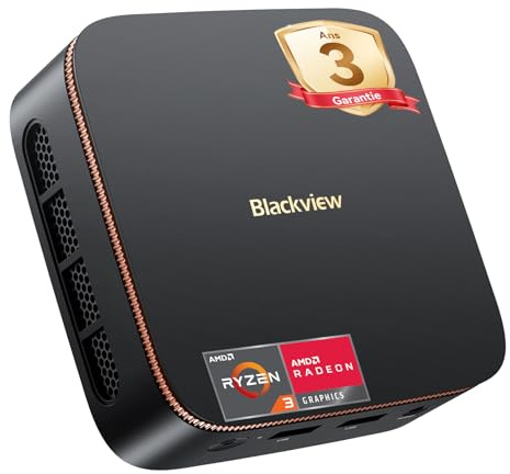 Blackview [3 Jahre Garantie] 2026 MP20 Mini PC Ryzen 3300U(übertrifft 3200U/3250U) W-11 Pro, 16GB RAM 512GB Micro Desktop Computer, 4K@60Hz UHD, USB 3.2+DP+HDMI+Gigabit Ethernet Für Business/Heimkino