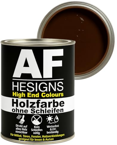 Alex Flittner Designs Möbelfarbe ohne Schleifen in Nussbraun RAL8011 | Kein Schleifen nötig - Direkte Anwendung auf alten Anstrichen, Holz, MDF oder lackierten Oberflächen - spart Zeit & Arbeit.