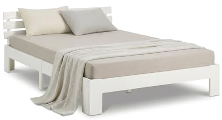 Homestyle4u Holzbett 120x200 Massiv Weiß mit Lattenrost, Holz Kiefer | Jugendbett & Einzelbett aus massiver Kiefer, Bettgestell weiß lackiert inkl. Rolllattenrost