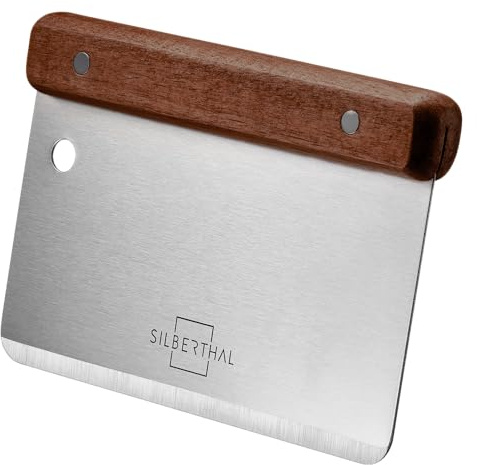 SILBERTHAL Teigkarte Edelstahl 16cm groß - Teigschaber für Brot, Pizza, Gemüse - Teigmesser zum einfachen Portionieren, Schneiden und Aufschaben