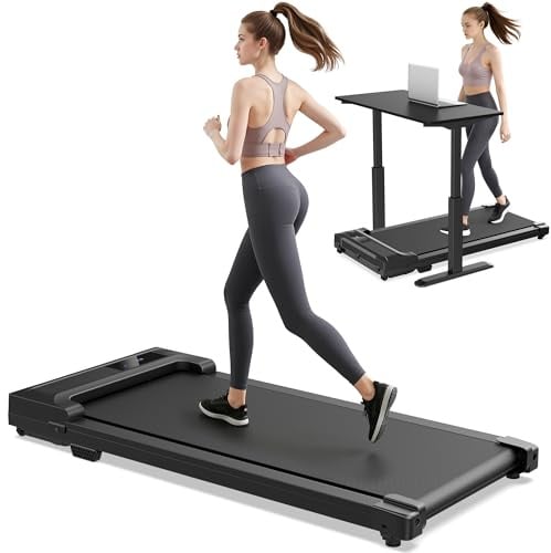 Walking Pad Laufband für Zuhause - Home Office Laufbänder Under Desk Schreibtisch Laufpad Leise Tragbares Kompakte Gehband Klein Mini Treadmill LED-Anzeige Tretmühle Remote Control
