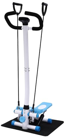 Fitness Stepper mit Lenker, Höhenverstellbarer Swing Stepper bis 150kg, mit LCD-Display & Widerstandsbändern, für Ganzkörpertraining zu Hause/Büro