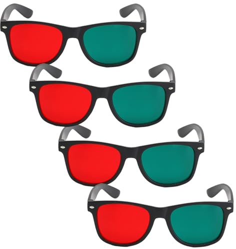 4 Stück 3D-Brille, schwarzer Rahmen, rot, grün, 3D-Sichtbrille für dimensionale Anaglyphen, TV-Filme, DVD-Spiele und Amblyopie-Trainingsbrillen, zum Ansehen von Filmen