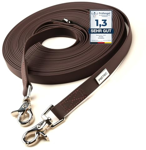 PetTec 10m Schleppleine/Trainingsleine für Hunde aus Trioflex (ähnl. Biothane), wasserabweisend, robuste Lange Hundeleine/Dog Leash, Schleppleine verstellbar, Welpenleine lang, Hunde Zubehör