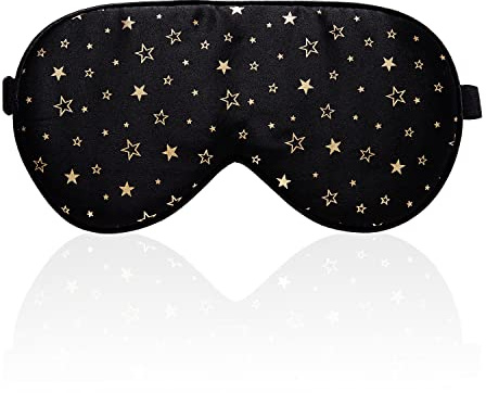 townssilk 100% Seiden-Schlafmaske mit verstellbaren Bändern, bequeme und super weiche Augenmaske ultimative Schlafhilfe, Augenbinde goldener Stern
