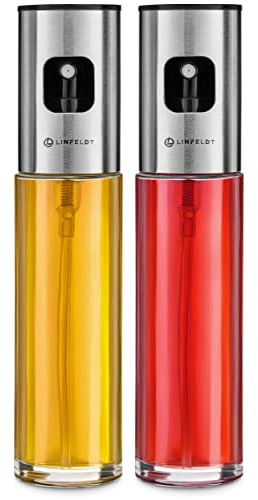 LINFELDT 2er Ölsprüher für Speiseöl 100ml Öl Sprühflasche Ölsprüher für Heißluftfritteuse - Öl und Essig Zerstäuber - Öl Sprüher zum Kochen für Küche Edelstahl