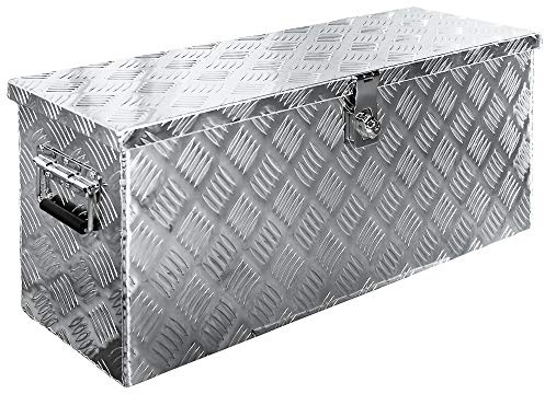 Trucky Truckbox aus Aluminium, Modell D055, 73x23,5x32 cm, Abschließbar, Robustes Riffelblech, Deichselbox Für Werkstatt, Auto, Hobby Alu Kiste Anhängerbox