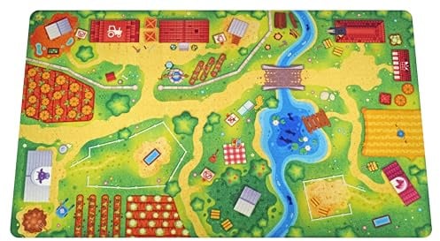 HuggyPlay Spielteppich Bauernhof Kinderteppich 90 x 150 cm