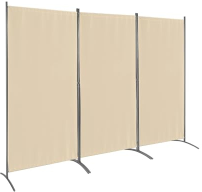 MUHENWE Paravent 3 Teilig Raumteiler Trennwand Balkon Sichtschutz Stellwand Faltbar 260 x 180cm (Beige)