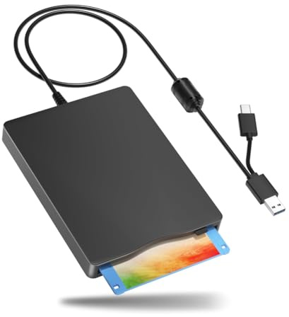 Quystetes Diskettenleser, 3,5 externes Diskettenlaufwerk mit USB Typ-C, tragbares FDD-Diskettenlaufwerk für Laptop PC