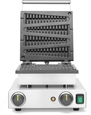 HENDI Waffeleisen, Lollipop, für 4 Lollipop-Waffeln, mit Tropfschale, Antihaftbeschichtung, Temperaturbereich: 50° bis 220°C, Waffelmaker, 230V/1750W, 310x395x(H)230mm, Edelstahl, Aluminiumguss