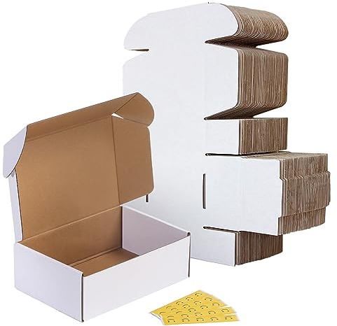 RLAVBL 25 Stück weiße Versandkartons mit den Maßen 22,9 x 15,3 x 7,7 cm für den Versand von Spielzeug und Geschenken