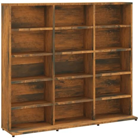 vidaXL CD Regal, Schrank mit viel Stauraum, Ablage für Wohnzimmer, Standregal Aktenregal Büroregal Mehrzweckregal, Räuchereiche Holzwerkstoff
