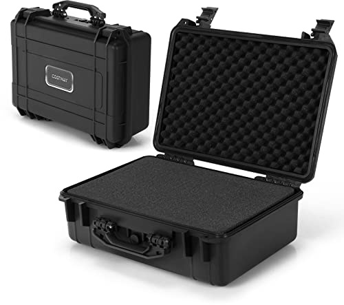 COSTWAY Hartschalen-Kamerakoffer, Unisversal anpassbar, Wasserdichter Hartschalenkoffer, Kamera-Schutzkoffer mit Schaumstoff, für Elektronik, Drohnen, Kameras und Schusswaffen (18)