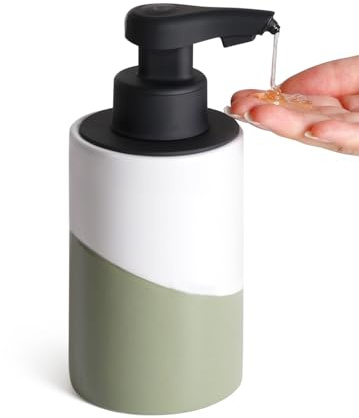 Bosilunlife Seifenspender Automatisch, 300ml Elektrischer Seifenspender mit Sensor Infrarot, No Touch Sensor Automatischer Spülmittelspender, USB Wiederaufladbar für Küchen, Bad (Weiß-Rotbraun)